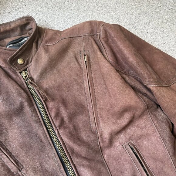 Vintage Walter Dyer Brown Leather Jacket Mens 36 Biker Motorcycle Riding USA - Picture 4 of 16